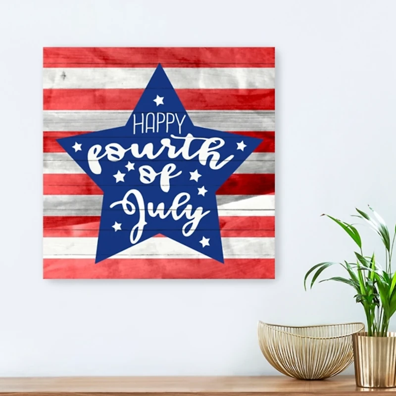 Happy Fourth Star Canvas Art Print