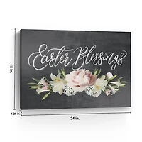 Easter Blessings Floral Chalk Canvas Art Print