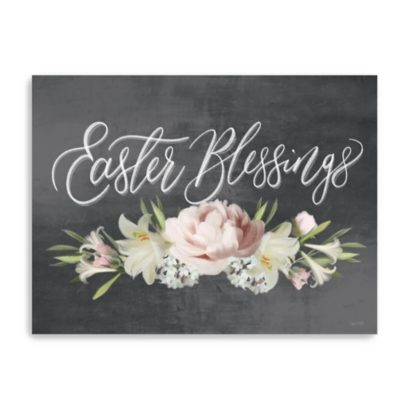 Easter Blessings Floral Chalk Canvas Art Print