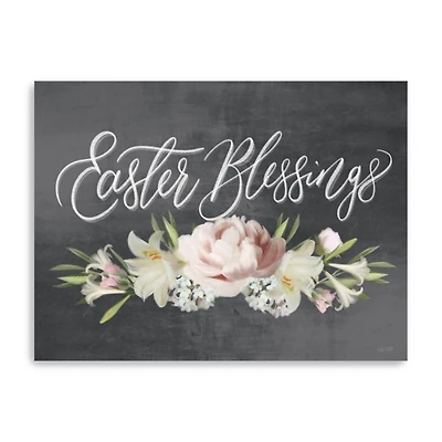 Easter Blessings Floral Chalk Canvas Art Print