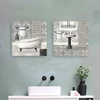 Gray Bath and Sink Canvas Art Prints, Set of 2