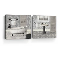 Gray Bath and Sink Canvas Art Prints, Set of 2