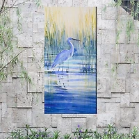 Blue Crane Outdoor Canvas Art Print, 24x48 in.
