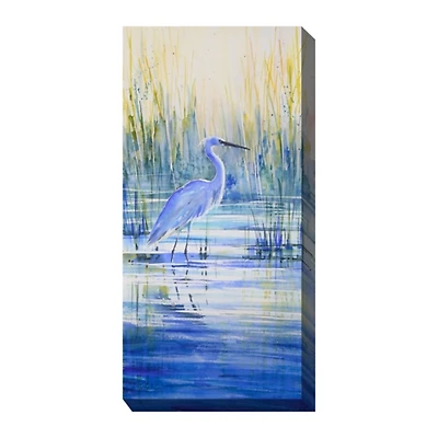 Blue Crane Outdoor Canvas Art Print, 24x48 in.