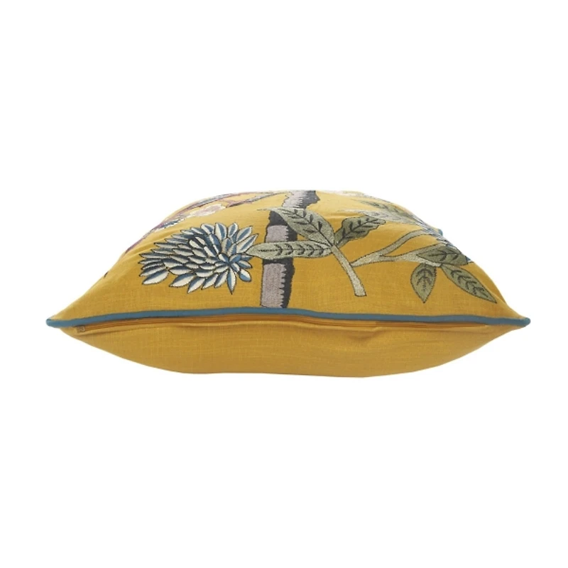Yellow Bird of Paradise Cotton Pillow