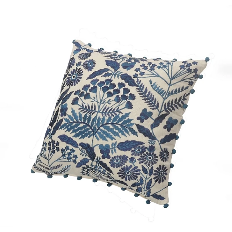 Navy and White Chinoiserie Floral Pillow