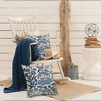 Navy and White Chinoiserie Floral Pillow