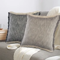 Two-Tone Gray Woven Accent Pillow