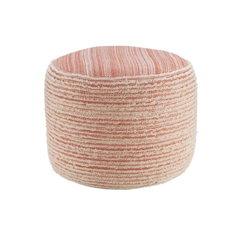 Coral Tropical Textured Distressed Pouf