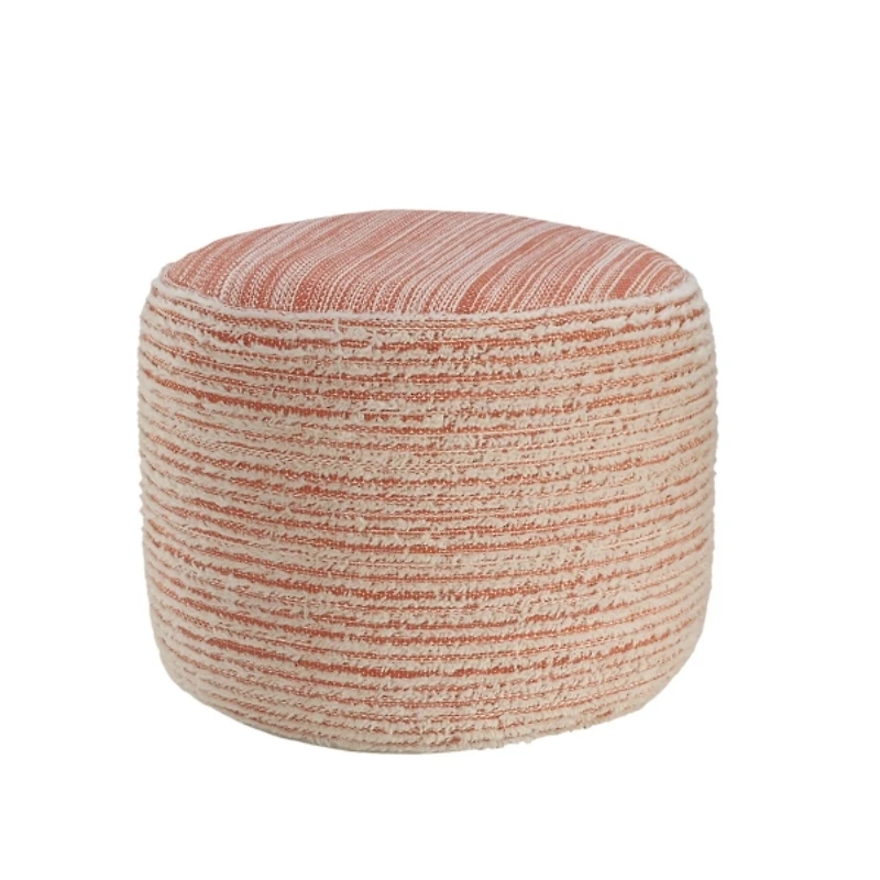 Coral Tropical Textured Distressed Pouf