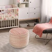 Coral Tropical Textured Distressed Pouf