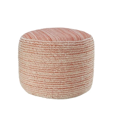 Coral Tropical Textured Distressed Pouf