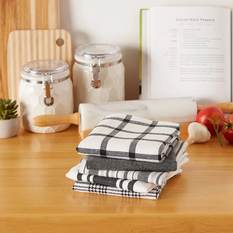 Gray Woven Dish Towels, Set of 5