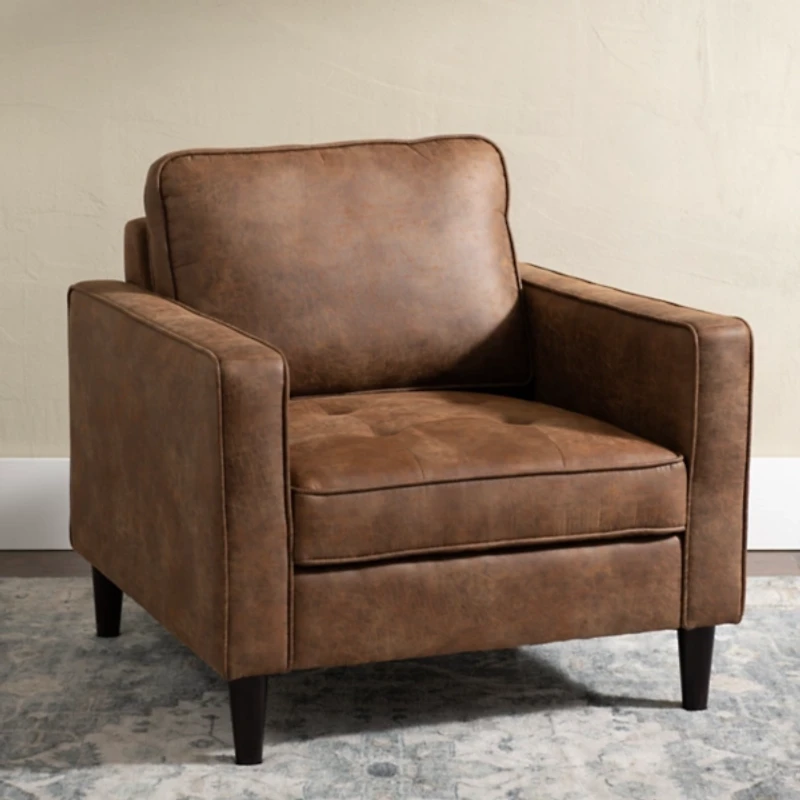 Brown Wyatt Faux Leather Armchair