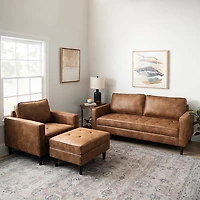 Brown Wyatt Faux Leather Sofa