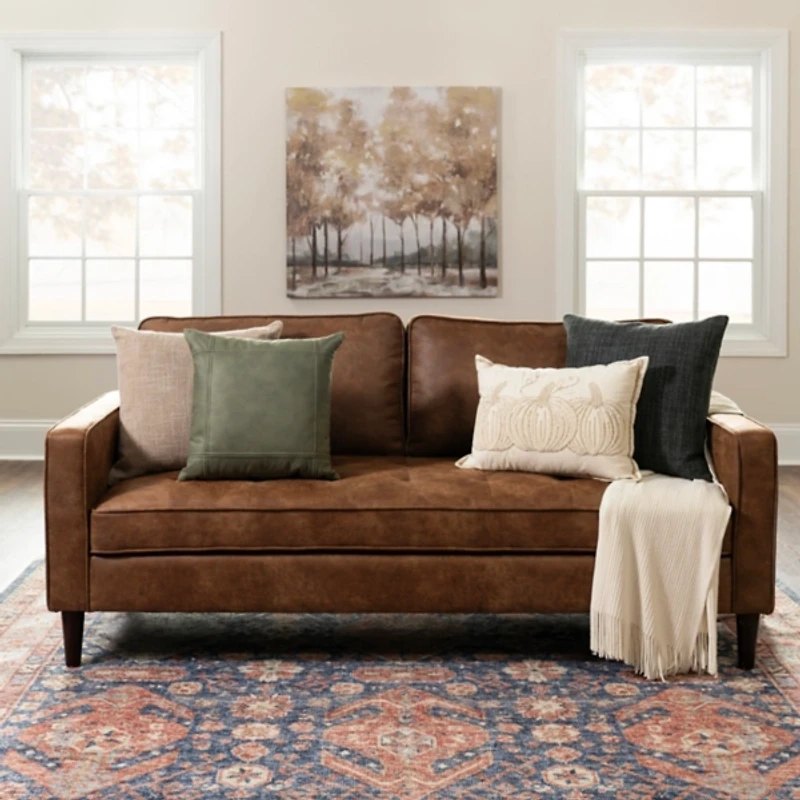 Brown Wyatt Faux Leather Sofa