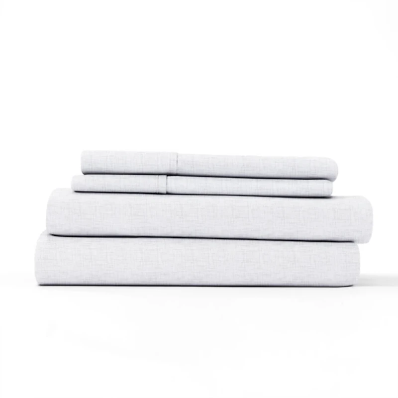 White Chambray 4-pc. Queen Bed Sheet Set
