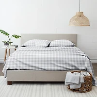 Light Gray Country Plaid 4-pc. King Bed Sheet Set
