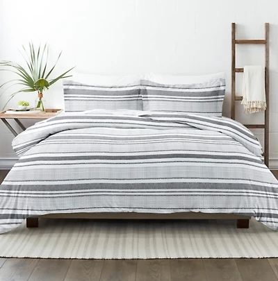 Gray Soft Striped 3-pc. King Duvet Cover Set
