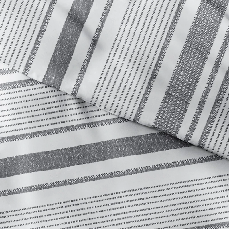 Gray Soft Striped 3-Pc. Twin Duvet Cover Set