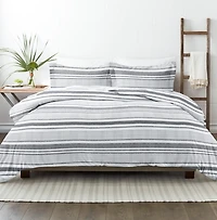 Gray Soft Striped 3-Pc. Twin Duvet Cover Set
