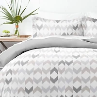 Light Gray Chevron 3-Pc. Queen Duvet Cover Set