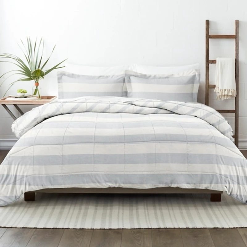 Blue Faded Stripe 3-pc. Queen Comforter Set
