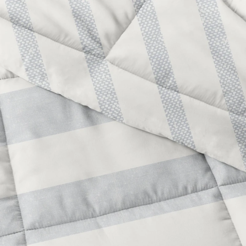 Blue Faded Stripe 3-pc. Queen Comforter Set