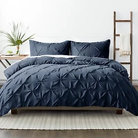 Navy Soft Pinched 3-Pc. King Duvet Cover Set
