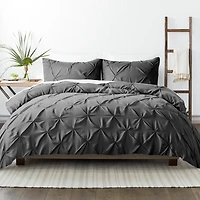 Gray Soft Pinched 3-pc. Twin Duvet Cover Set
