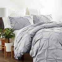 Light Gray Pinch Pleat 2-Pc. Twin Duvet Cover Set
