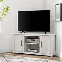 Rustic White Katy-Corner TV Stand
