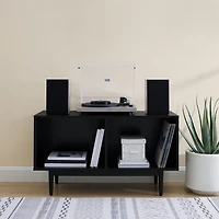 Black Modern Wood Console Table, 40 in.
