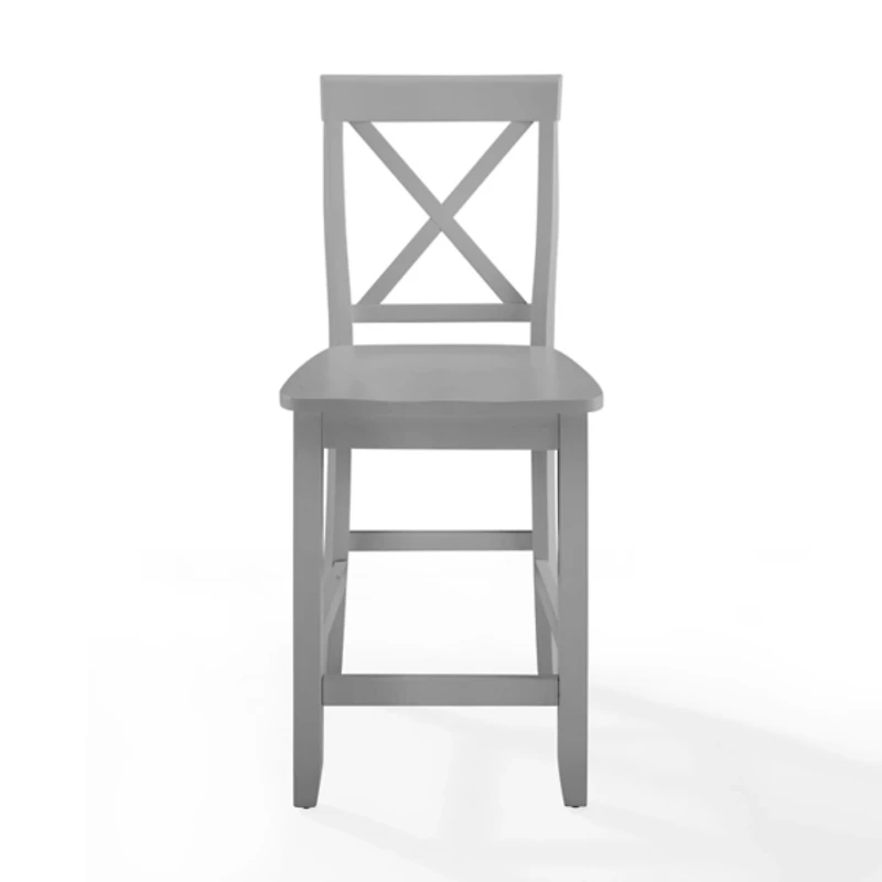 Gray Wood X-Back Counter Stools, Set of 2