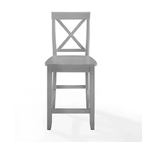 Gray Wood X-Back Counter Stools, Set of 2