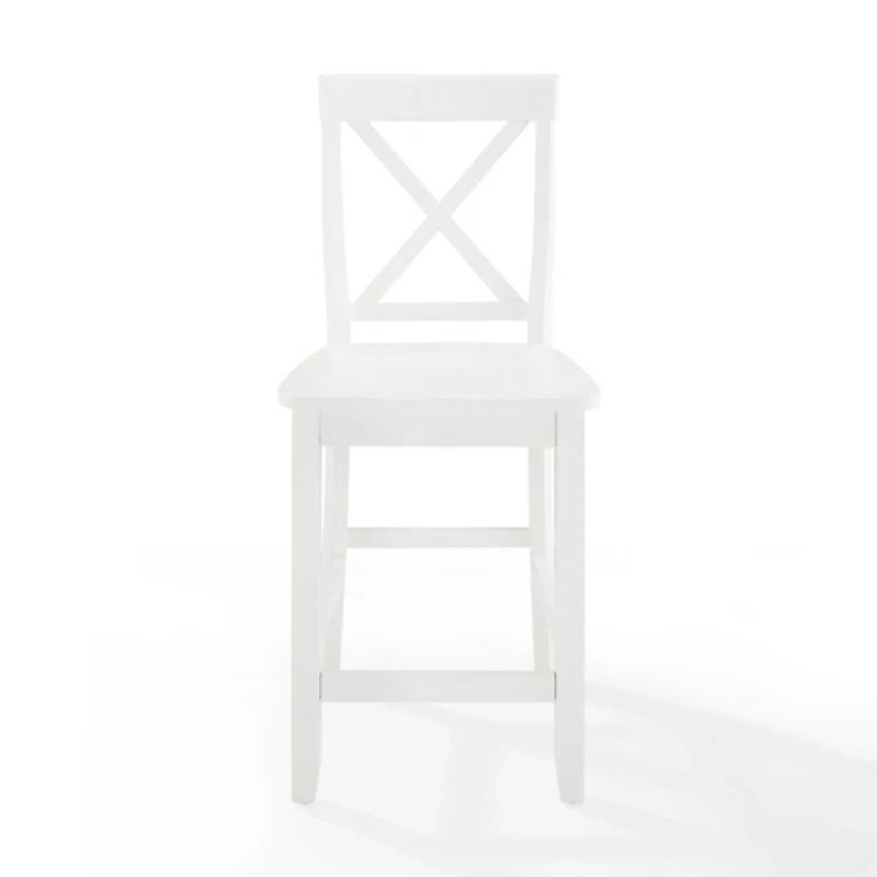 White X-Back Farmhouse Counter Stools, Set of 2