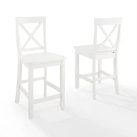 White X-Back Farmhouse Counter Stools, Set of 2