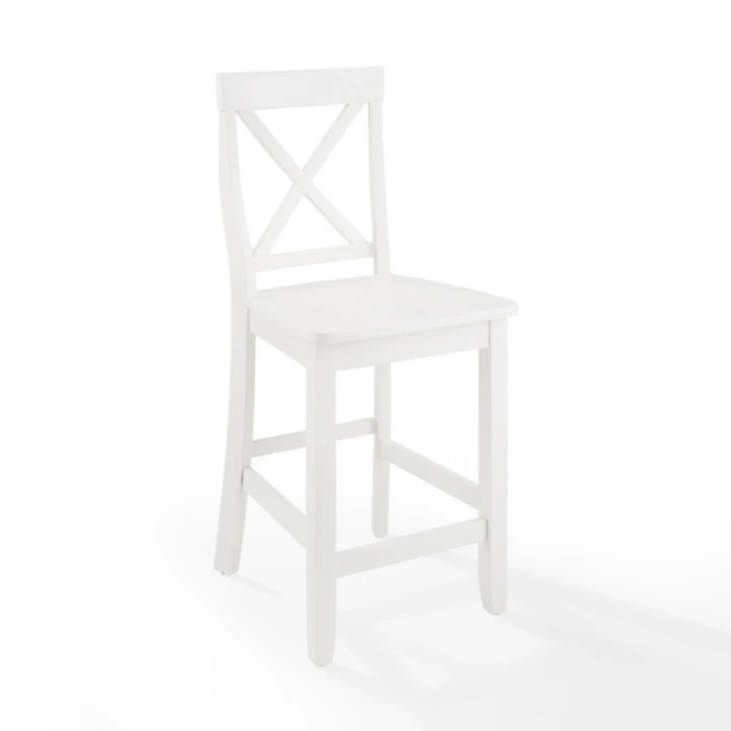 White X-Back Farmhouse Counter Stools, Set of 2
