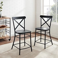 Black Caroline X-Back Counter Stools, Set of 2
