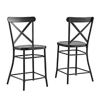 Black Caroline X-Back Counter Stools, Set of 2