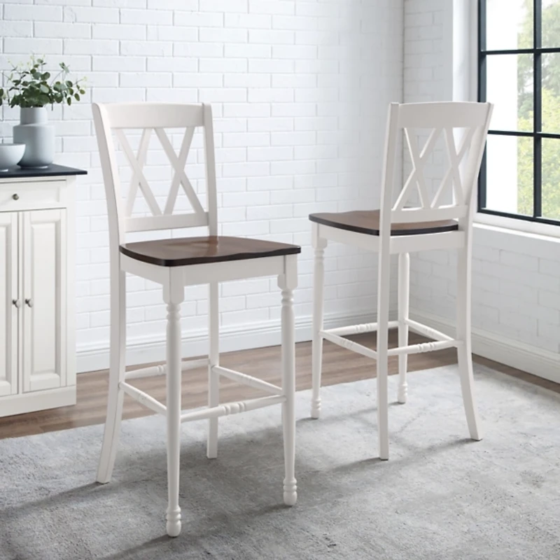 Shelly Classic White Bar Stools, Set of 2
