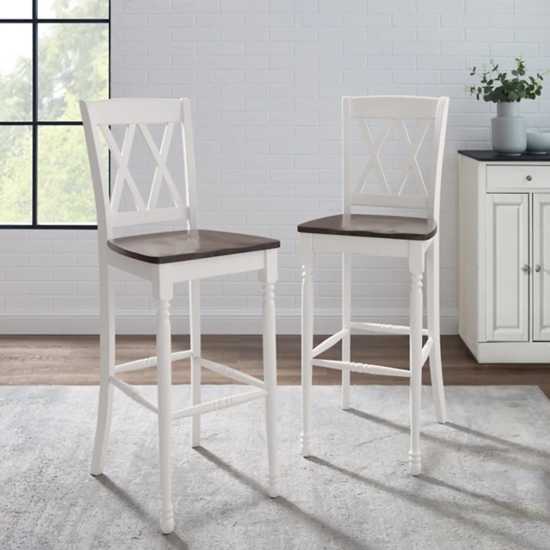 Shelly Classic White Bar Stools, Set of 2