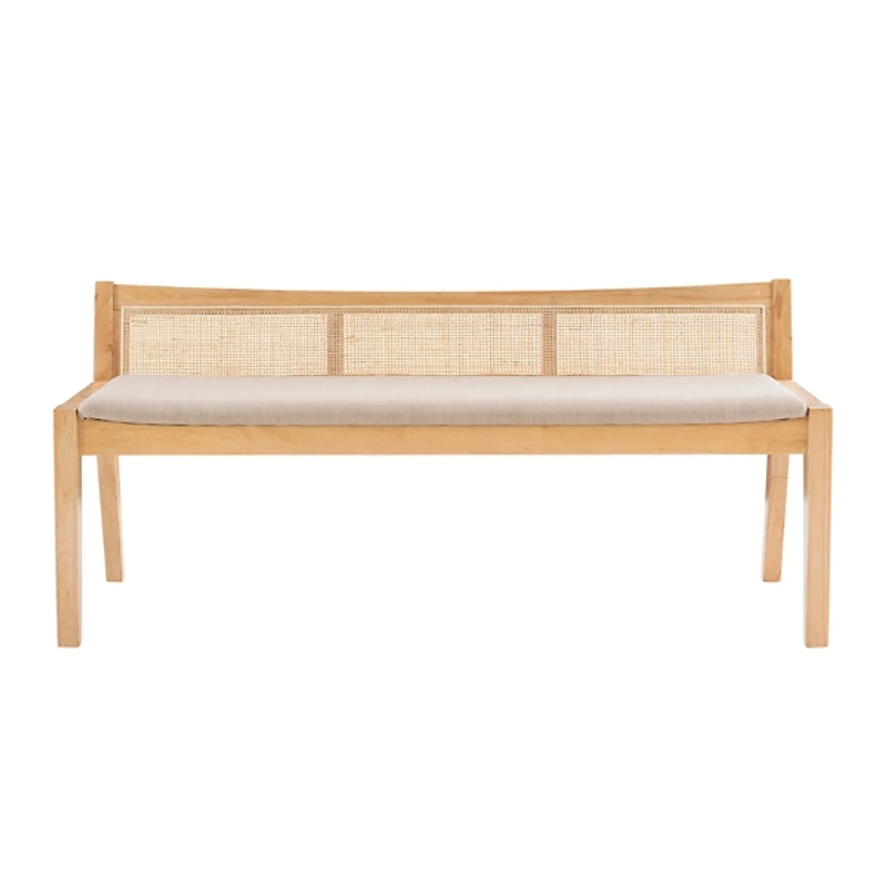 Natural Woven Rattan Back Minimalist Bench