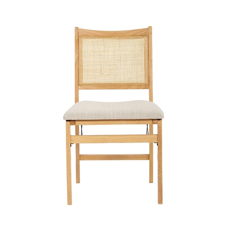Folding Rattan Cane Back Cushioned Chair