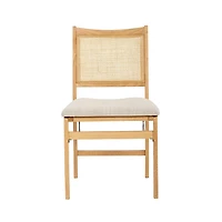 Folding Rattan Cane Back Cushioned Chair