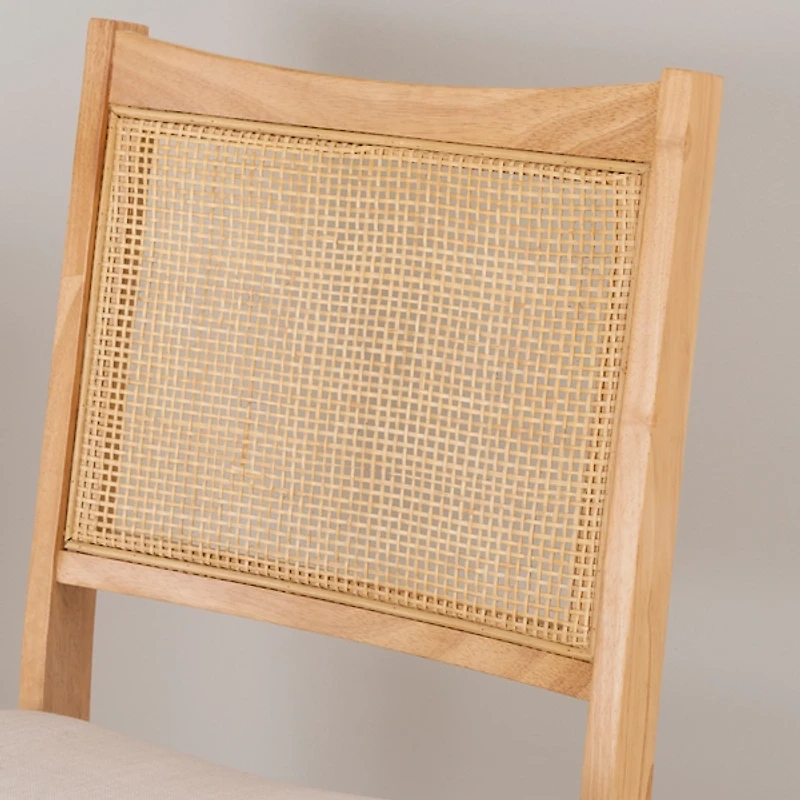 Folding Rattan Cane Back Cushioned Chair