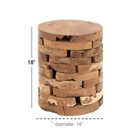 Teak Wood Stacked Round Accent Table