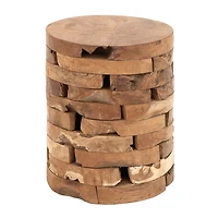 Teak Wood Stacked Round Accent Table