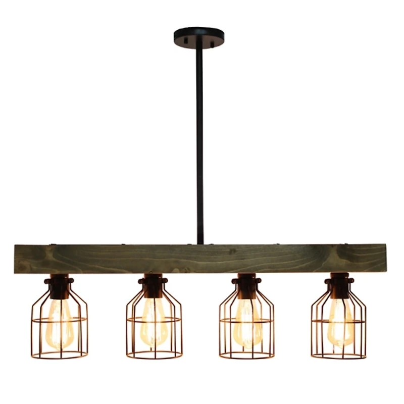 Restored Wood 4-Light Pendant Light
