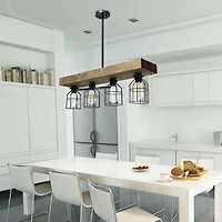Restored Wood 4-Light Pendant Light